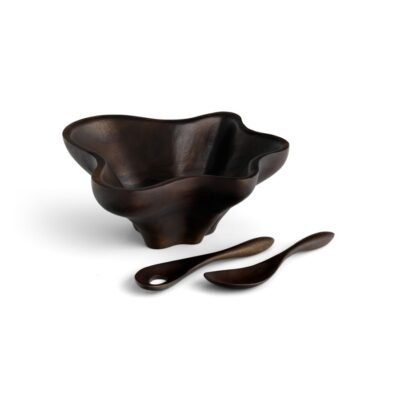 Serveware Nambé Salad Bowls | Oceana Coral Salad Bowl W/ Servers – Espresso