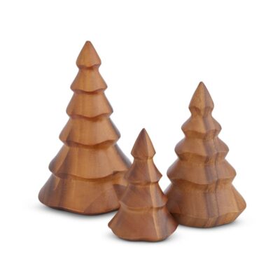 Decor Nambé  | Deck The Halls Wood Christmas Trees (Set Of 3)