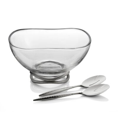 Serveware Nambé Salad Bowls | Braid Glass Salad Bowl W/ Servers