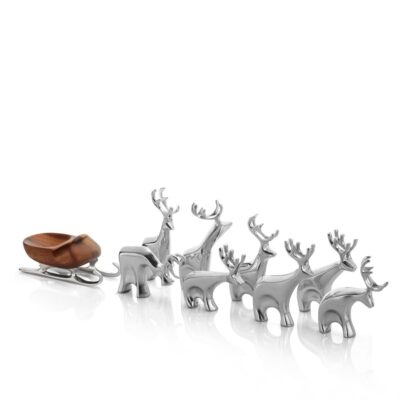 Decor Nambé  | Miniature Reindeer 9Pc Set