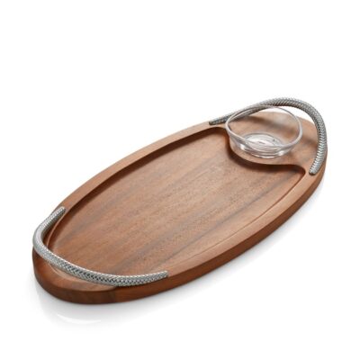 Serveware Nambé Trays & Platters | Braid Serving Board W/Dipping Dish – 18In.