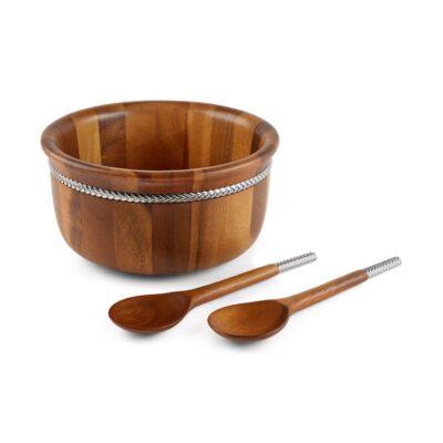 Serveware Nambé Salad Bowls | Braid Round Salad Bowl W/ Servers