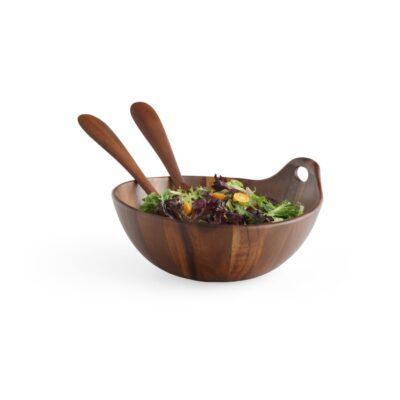 Serveware Nambé Salad Bowls | Portables Wood Salad Bowl W/Servers