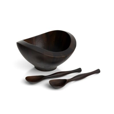 Serveware Nambé Salad Bowls | Bella Salad Bowl W/ Servers – Espresso