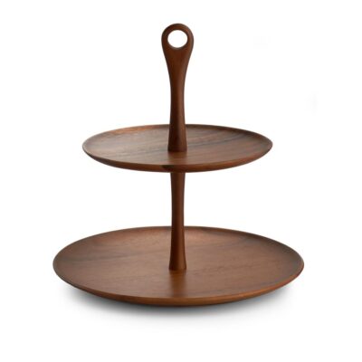 Serveware Nambé Trays & Platters | Skye Wood Tiered Dessert Stand