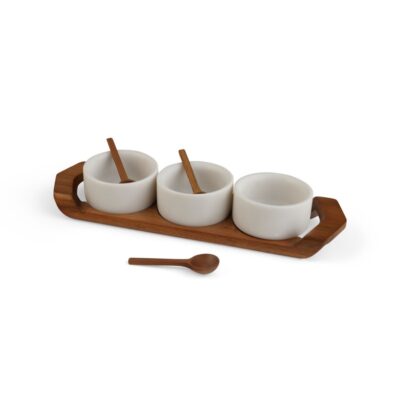 Serveware Nambé Condiment And Nut | Chevron Condiment Tray W/ Spoons